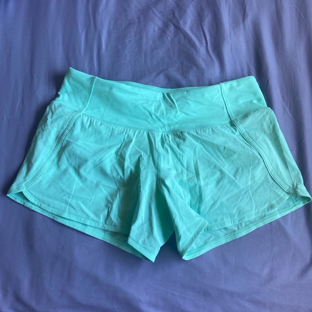 mint green lululemon athletic shorts